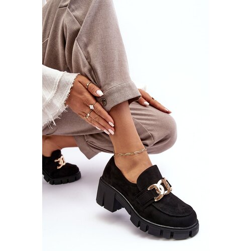 VINCEZA Women's Suede Half-Boots with Decoration Black Rullenes Cene