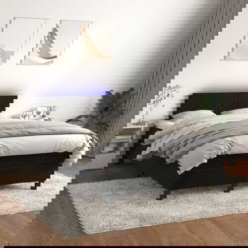 VidaXL Krevet box spring s madracem LED crni 120 x 200 cm bar&amp;scaron;un Slike