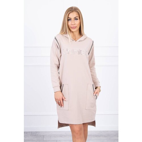 Kesi Dress with inscription unlimited beige Cene