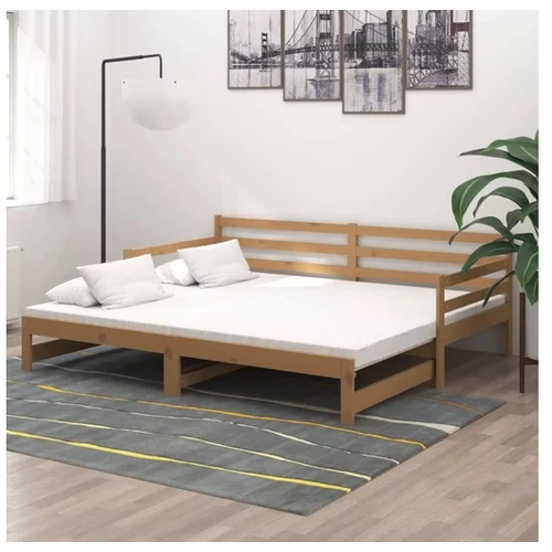  Izvlečna dnevna postelja medeno rjava borovina 2x(90x200) cm
