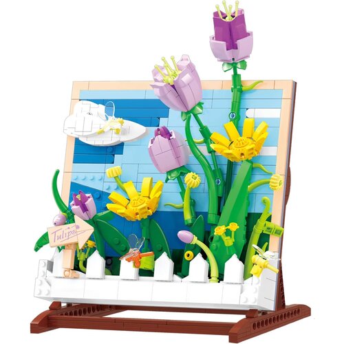 NIKCORP Gradbeni bloki Umetno cvetje Tulipan, 542-delni set za sestavljanje botaničnega &scaron;opka, vi&scaron;ina 29 cm, dekoracija za dom, (5000156608) Cene