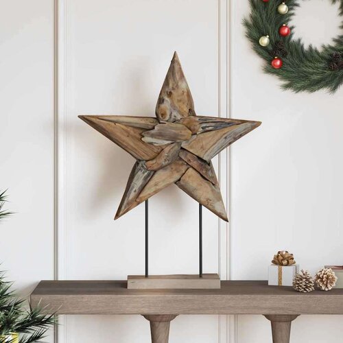 vidaXL Božićna zvijezda Smeđa 60 x 5 x 75 cm Čvrsto teak drvo Cijene