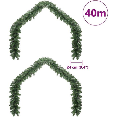 VidaXL Božićna girlanda 2 pcs Zelena 40 m PVC Slike