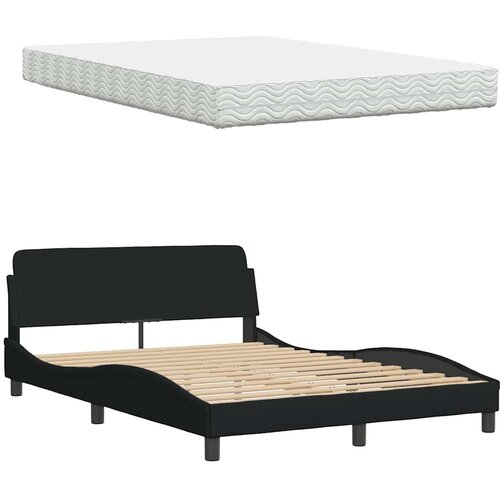 VidaXL Krevet s madracem crni 120 x 200 cm od tkanine Slike
