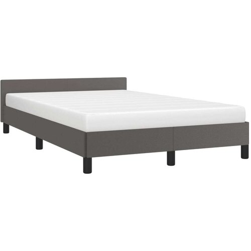  Okvir za krevet s uzglavljem sivi 120 x 190 cm od umjetne kože Slike