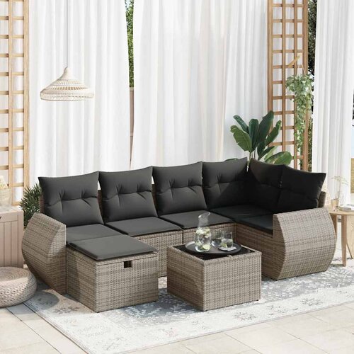 vidaXL 7-dijelni set vrtnih sofa sivi od poliratana Cene
