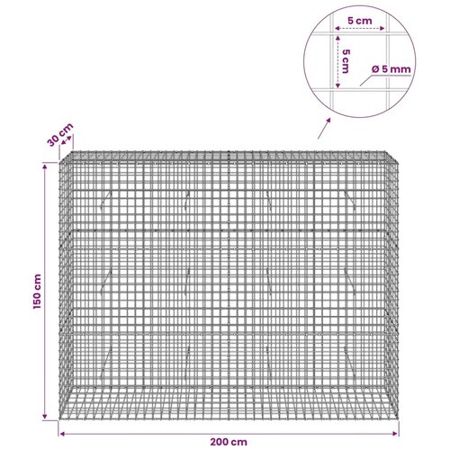  Gabion s žicom debljine 5 mm i mrežom 5x5 cm 200x30x150 cm - 30 cm 150 cm 200 cm Slike