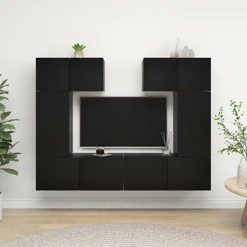  Komplet TV omaric 6-delni črna iverna plošča, (20730624)