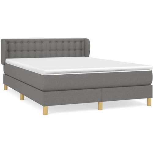 VidaXL Krevet s oprugama i madracem tamnosivi 140x190 cm od tkanine Slike