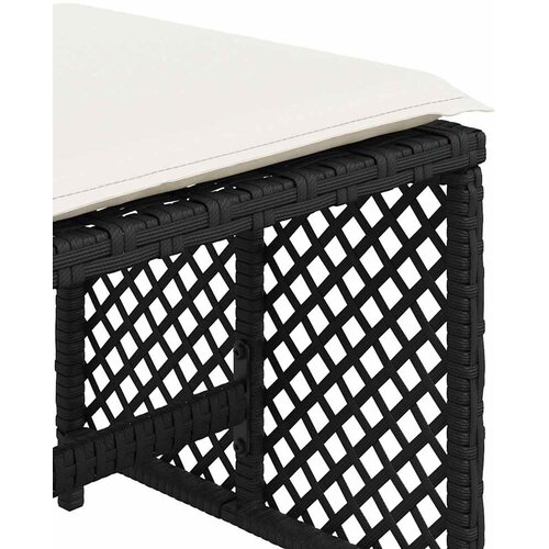  Vrtni taburei s jastucima 4 kom crni 41x41x36 cm od poliratana Crna Slike