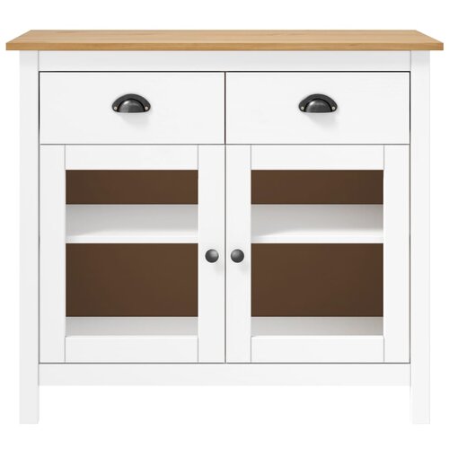 Maison Chic Komoda - Predalnik Hill bela 90x40x80 cm trdna borovina, (21717248) Slike