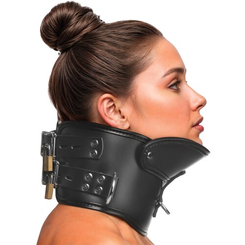 Master Series Rigid Locking Posture Collar with Chin Brace Black Slike