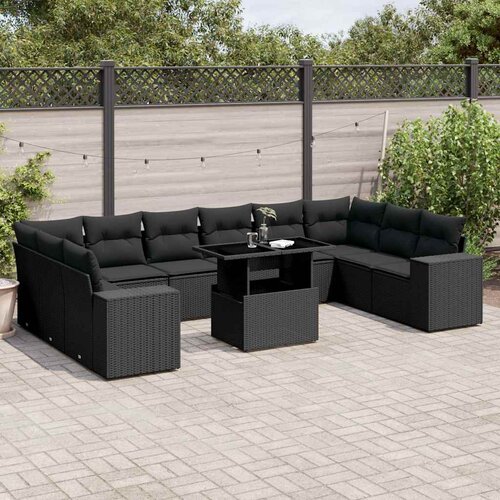  11-dijelni set vrtnih sofa od poliratana s jastucima crni Crna 100 x 55 x 73 cm Cijene
