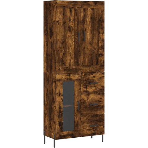 Maison Chic Visoka Komoda - Predalnik dimljen hrast 69,5x34x180 cm inženirski les, (21722339) Slike