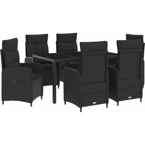 Vanjski set za objedovanje 7 pcs Crna 150 x 90 x 75 cm Slike