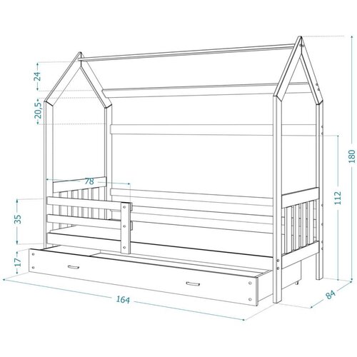 Domek Drveni dječji krevet 2 - bijeli - 160x80 cm Slike
