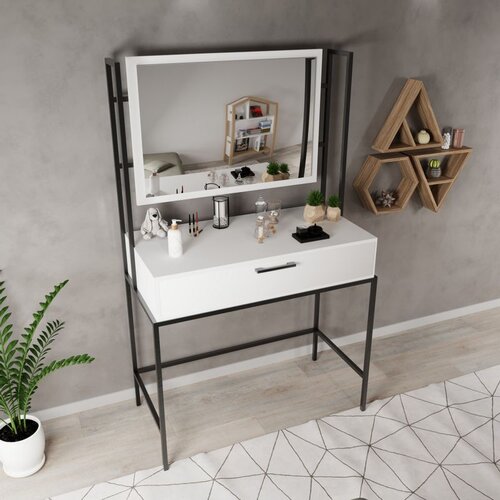 Hanah home modern L750 white make-up table Slike