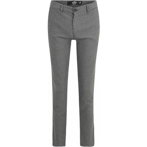 Hollister Chino hlače svetlo siva / črna / off-bela