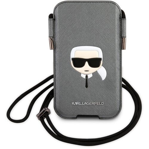 Karl Lagerfeld Torbica za pametni telefon 6,1 palca s saffiano vrvico Model Karl Head, Siva, (21736916) Slike