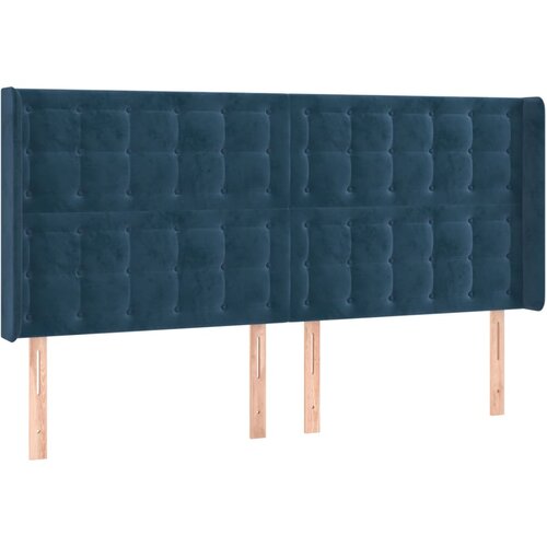VidaXL Vzglavje z u&amp;scaron;esi temno modro 183x16x118/128 cm žamet, (20954310) Slike
