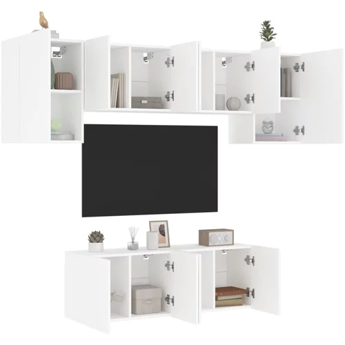  6-dijelni zidni TV elementi bijeli od konstruiranog drva