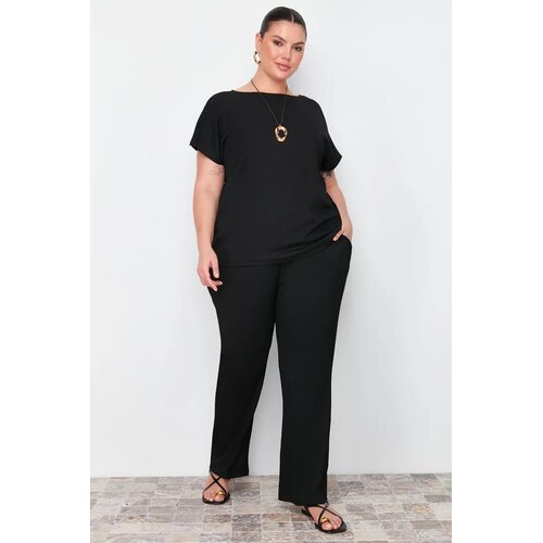 Trendyol Ženski komplet majica i pantalone Tbbss24Cp00003, Crni Cene