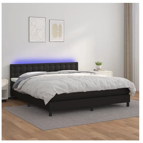 vidaXL Box spring postelja z vzmetnico LED crna 180x200 cm u
