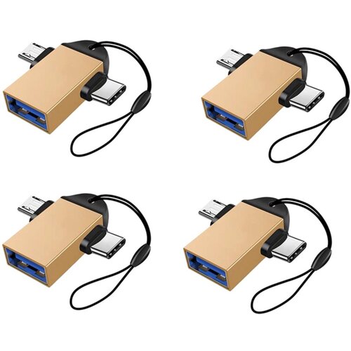 INF 2-v-1 OTG adapter 4-pack &mdash; USB-C in Micro USB na USB 3.0 za Android Gold, (5000276490) Cene