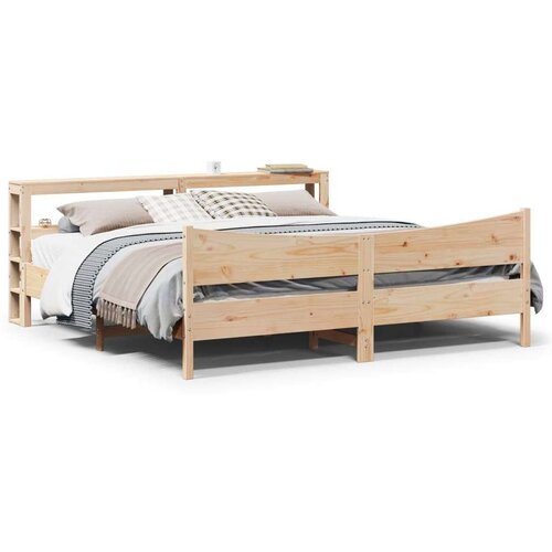  Okvir kreveta s uzglavljem 200 x 200 cm od masivne borovine - Prirodna 200 x 200 cm Slike