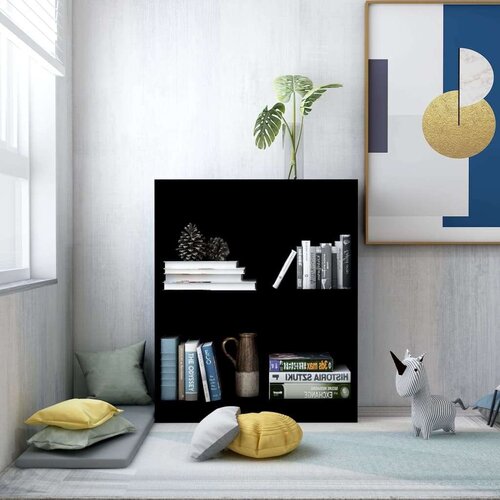 VidaXL knjižna polica črna 60x24x74,5 cm iverna plo&amp;scaron;ča Slike