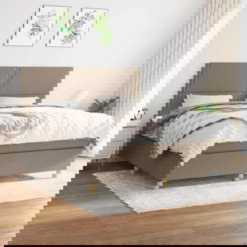  The Living Store Box spring postelja z vzmetnico taupe 160x200 cm blago - Box Spring Postelja, (21445765) Slike