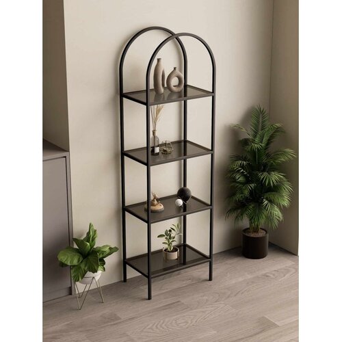 Hanah home İdil polica za knjige 47 &amp;times; 158 &amp;times; 30 cm, crna / dimljeno staklo Slike