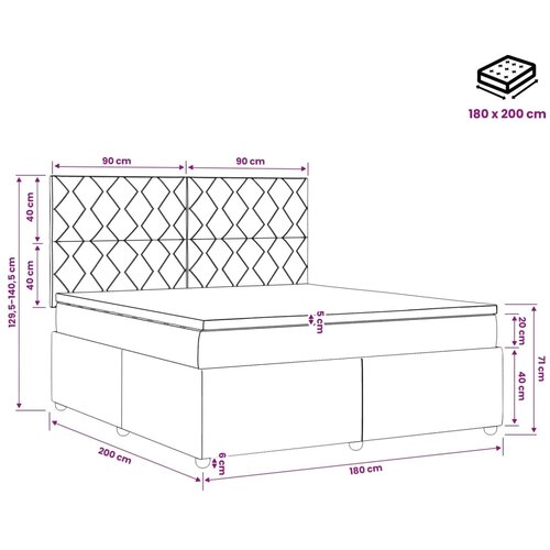  Boxspring krevet s madracem Svjetlosiva 180 x 200 cm Bar&scaron;un - Svjetlosiva 180 x 200 cm Dizajn s rombovima Cijene