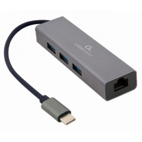 Gembird USB-C Gigabit network adapter + 3-port USB 3.1 HUB (A-CMU3-LAN-01) Slike