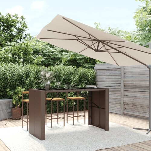 vidaXL Barski stol sa staklenom pločom smeđi 185x80x110 cm poliratan Cijene