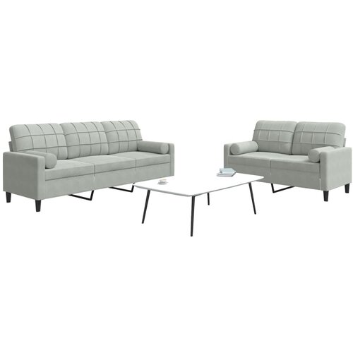 vidaXL 2-dijelni set sofa s jastucima svjetlosivi baršunasti Cijene