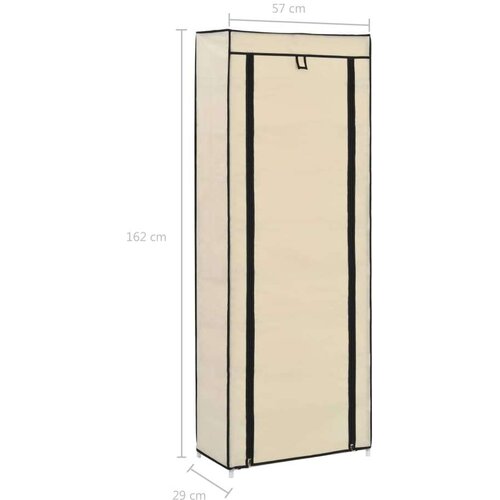 vidaXL ormarić za cipele s pokrovom od tkanine 57 x 29 x 162 cm krem Cene