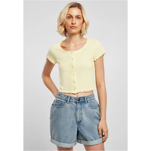 UC Ladies Women's T-shirt with buttons and ribs in soft yellow color
