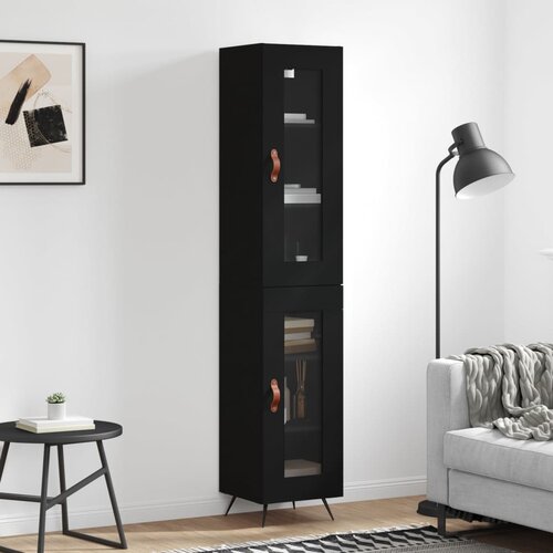 VidaXL Visoka komoda crna 34 5 x 34 x 180 cm od konstruiranog drva Slike