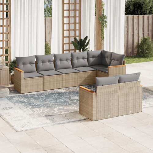 VidaXL 8-dijelni set vrtnih sofa od poliratana s jastucima bež Slike