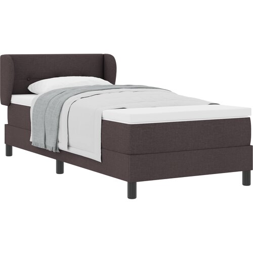 vidaXL postelja s škatlasto konstrukcijo z vzmetnico - Temno rjava - 90x200 cm - Tkanina, (22083004) Cene