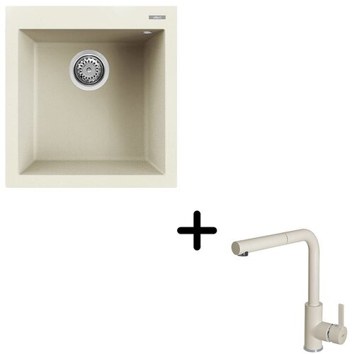  Sudoper Elleci Quadra 102 + slavina C02 Bianco antico Cene