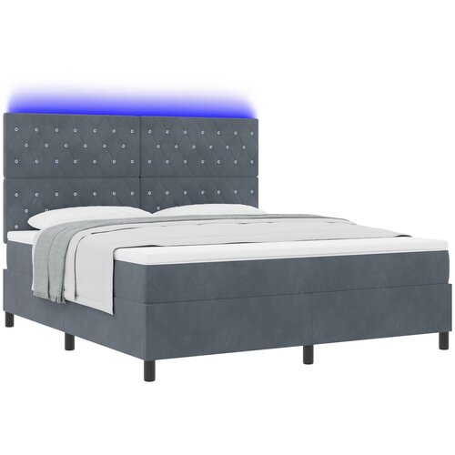 vidaXL Box Spring Postelja z Matratko in LED Temno Siva 180x200 cm Žamet, (22050524) Cene