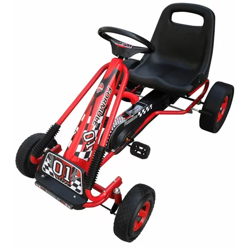 vidaXL Rdeči Go Kart na pedala z nastavljiv sedežem