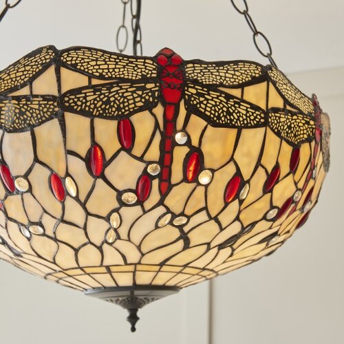 Endon 112251 - Luster na lancu Tiffany DRAGONFLY 3xE27/60W/230V prečnika 50 cm Slike