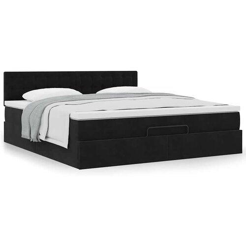 VidaXL otomanski krevet s madracem crni 180x200 cm bar&amp;scaron;unasti Slike
