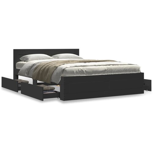 vidaXL Okvir za krevet s uzglavljem crni 140x200 cm konstruirano drvo Cene
