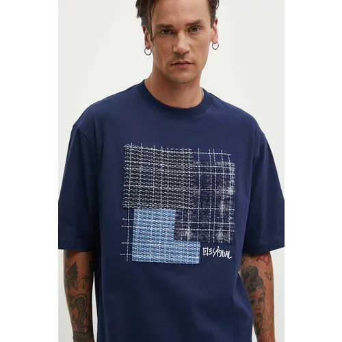 Desigual Pamučna majica ARNOLDO za muškarce, boja: tamno plava, s aplikacijom, 24WMTK10