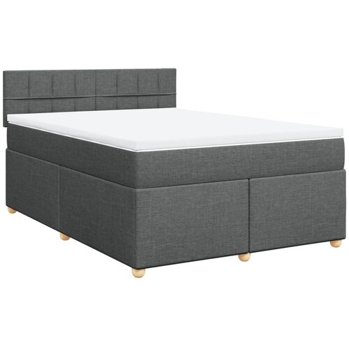 VidaXL Box spring postelja z vzmetnico temno siva 140x200 cm blago, (21308454) Slike