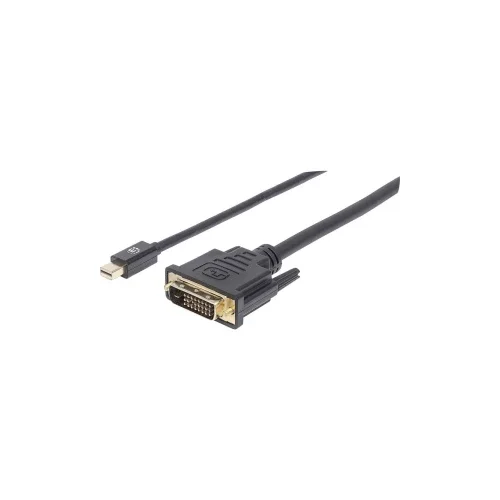 Manhattan Mini-DisplayPort / DVI adapterski kabel Mini DisplayPort utikač, DVI-D 24+1-polni utikač 1.80 m crna 152150 zaštićen s folijom, okrugli, UL certificiran, pozlaćeni kontakti DisplayP